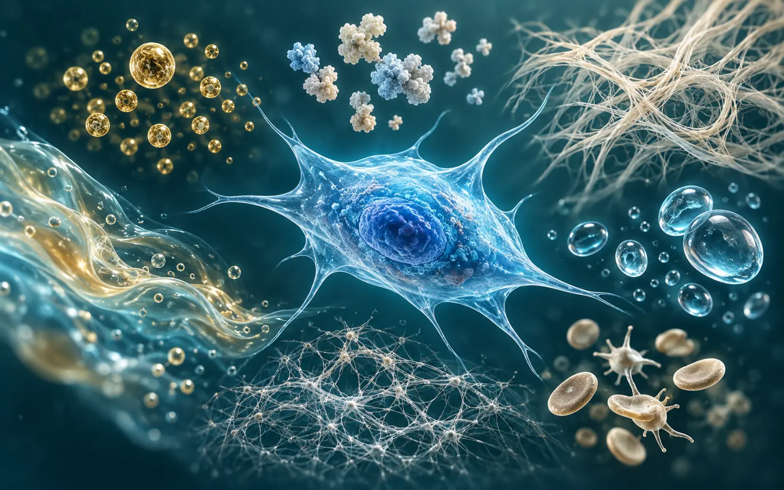 Conceptual illustration of cells, signaling molecules, and tissue structures